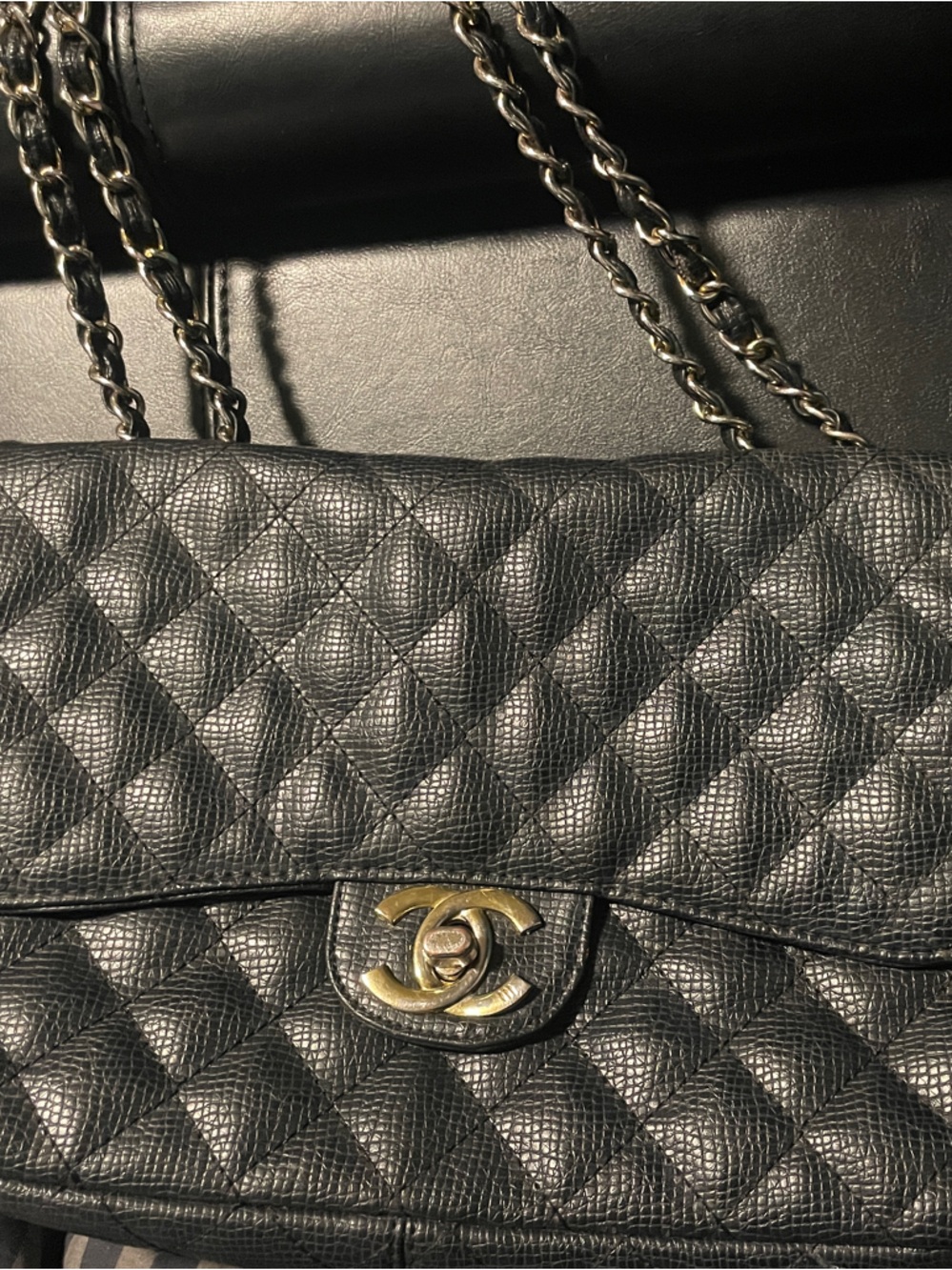 Copy-Elegant Timeless Black Quilted Shoulder Bag